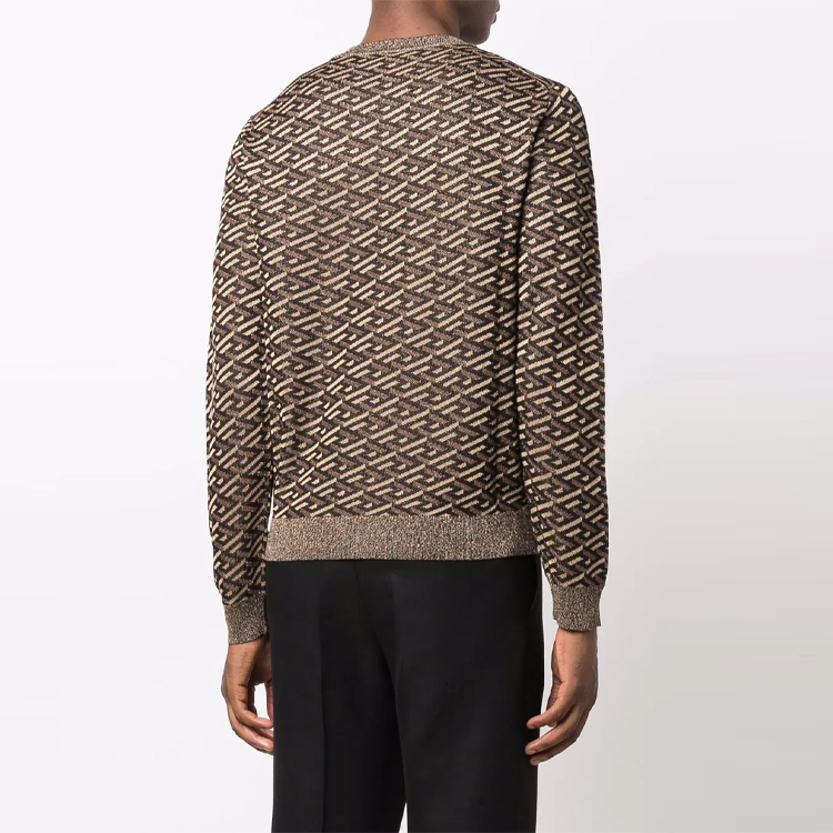 VERSACE Brown Patterned Loose-Fit Crewneck Long-Sleeve Sweater. 10024031-A015245-B090 圖 4