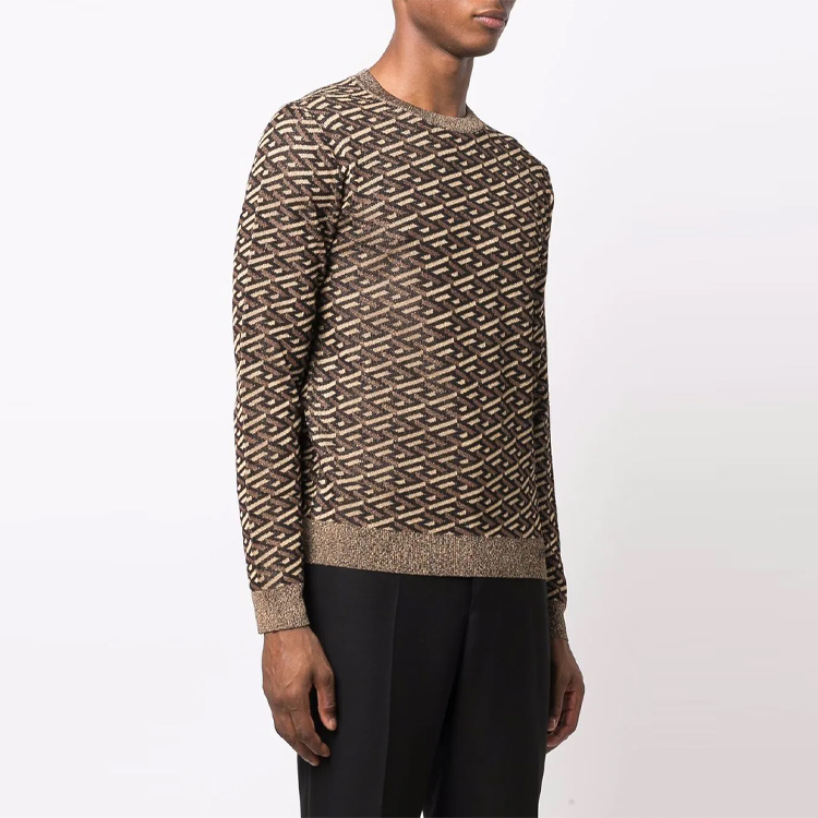 VERSACE Brown Patterned Loose-Fit Crewneck Long-Sleeve Sweater. 10024031-A015245-B090 圖 5