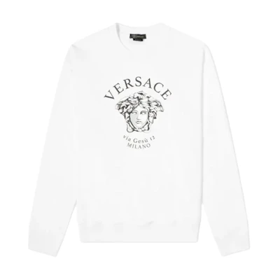 Versace Cartoon Logo Knit Pullover Sweatshirt White A88693-A231242-A1001