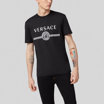 VERSACE 經典 Medusa 標誌黑色男款短袖T恤 A87573-A228806-A1008 Details for VERSACE 經典 Medusa 標誌黑色男款短袖T恤 A87573-A228806-A1008