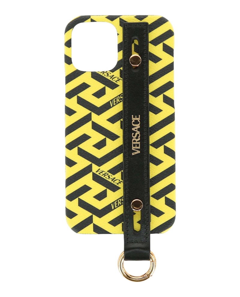 Versace Coated Canvas La Greca iPhone 12 Case Black/Yellow