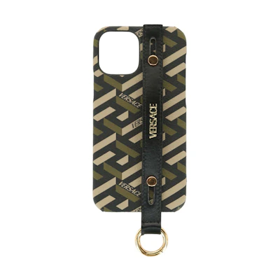 Versace Coated Canvas La Greca iPhone 12 Case Green
