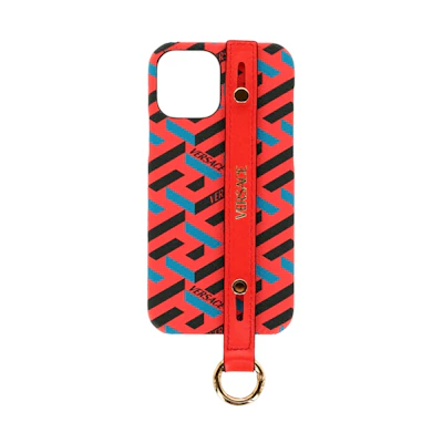 Versace Coated Canvas La Greca iPhone 12 Case Orange