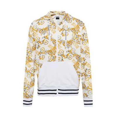 Versace Colorblock Zip-Up Hoodie White Long Sleeve B7GZA701-S0830-003