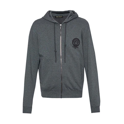 Versace Cotton Hooded Sweatshirt Jacket - Dark Gray AUU13025-AC00221-A804