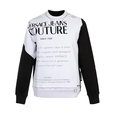 Versace Cotton Letter Graphic Long-Sleeve Sweatshirt White/Grey Black B7GVA7F5-13956-899