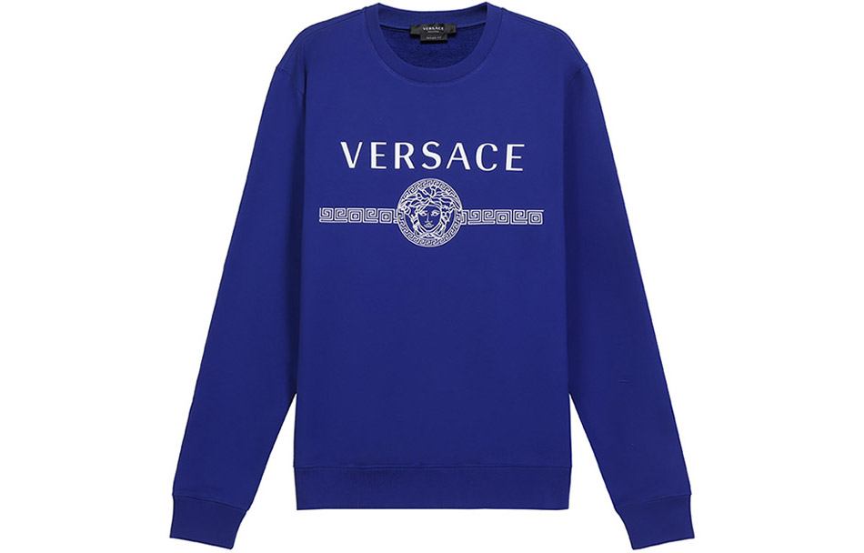 VERSACE Cotton Logo Crewneck Sweatshirt - Royal Blue A87574-A231242-1U600