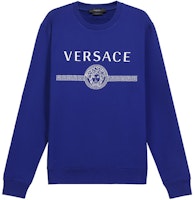 VERSACE Cotton Logo Crewneck Sweatshirt - Royal Blue A87574-A231242-1U600 VERSACE Cotton Logo Crewneck Sweatshirt - Royal Blue A87574-A231242-1U600