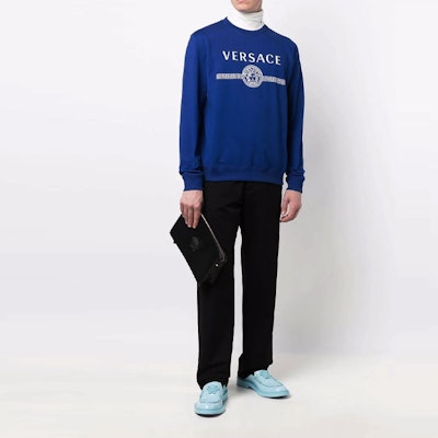 范思哲棉质标志圆领卫衣 - 皇家蓝 A87574-A231242-1U600 Shop 范思哲棉质标志圆领卫衣 - 皇家蓝 A87574-A231242-1U600