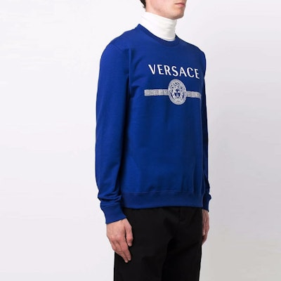 范思哲棉质标志圆领卫衣 - 皇家蓝 A87574-A231242-1U600 Purchase 范思哲棉质标志圆领卫衣 - 皇家蓝 A87574-A231242-1U600