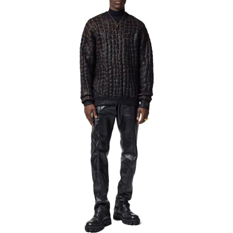 VERSACE Croc-Effect Laminated Jacquard Sweater Brown  Fashion Sweater 1012075-1A08742-2B730 圖 3