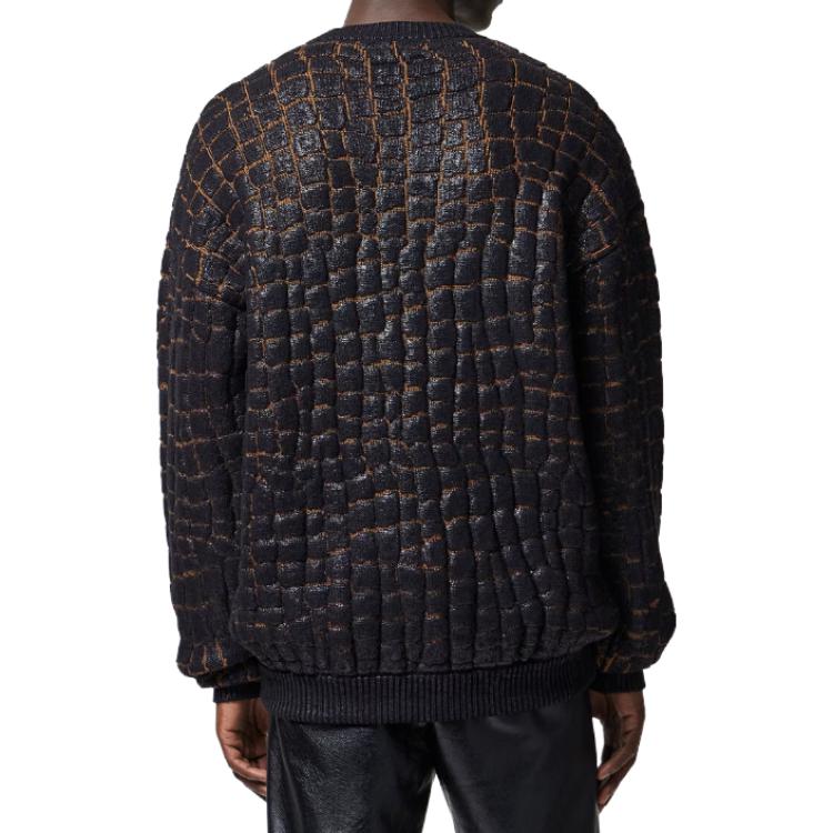 VERSACE Croc-Effect Laminated Jacquard Sweater Brown  Fashion Sweater 1012075-1A08742-2B730 圖 4
