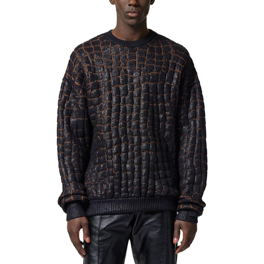 VERSACE Croc-Effect Laminated Jacquard Sweater Brown  Fashion Sweater 1012075-1A08742-2B730 圖 5