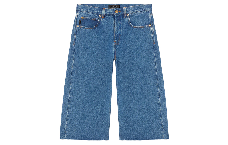 Order Versace Celana Jeans Denim Biru Cropped. A88652-1F00555-1D030