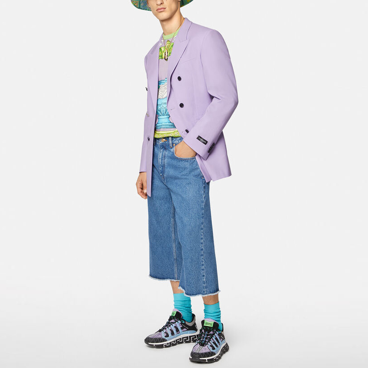 Lookbook Versace Celana Jeans Denim Biru Cropped. A88652-1F00555-1D030