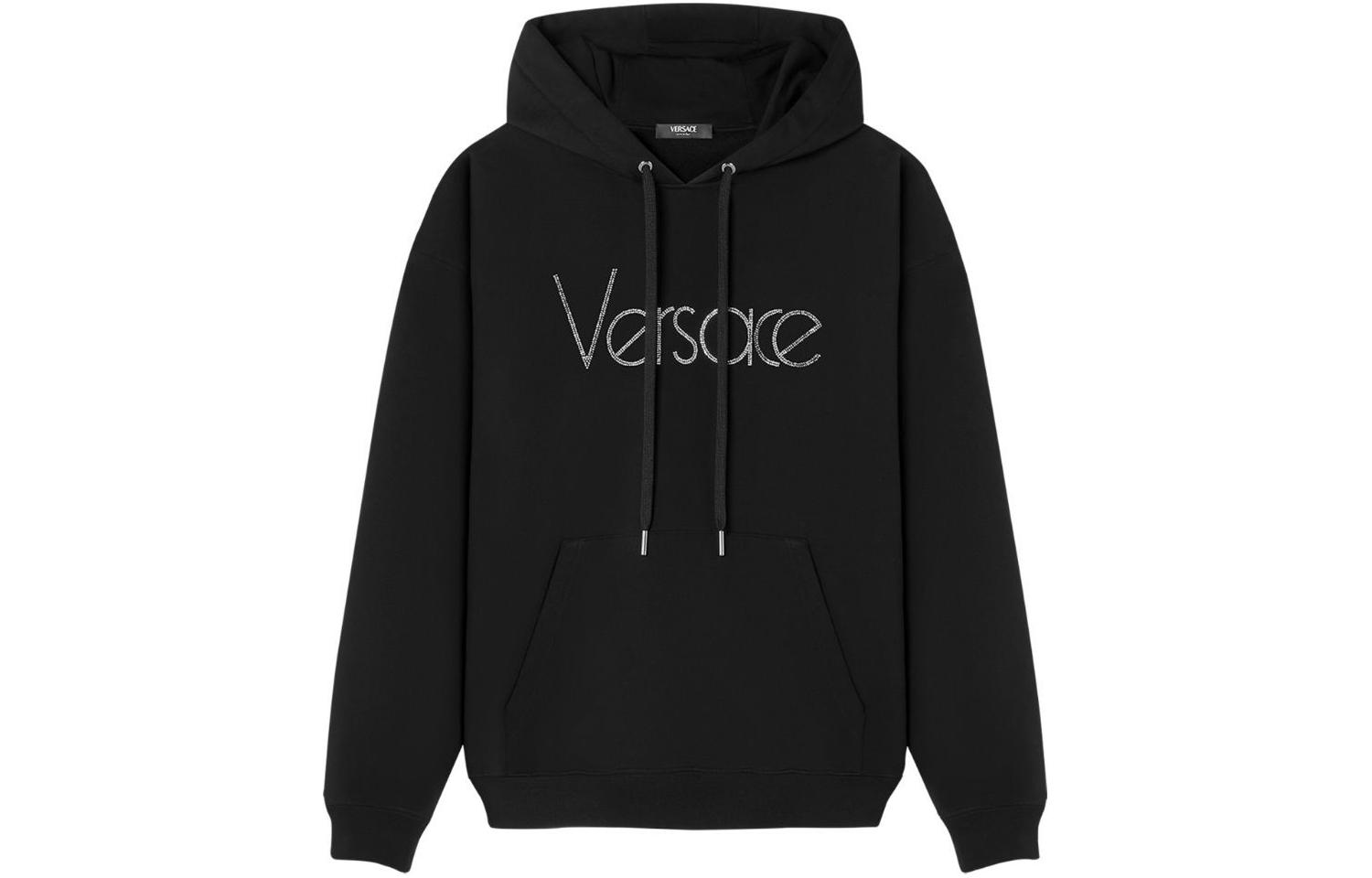 Versace Crystal Logo Relaxed Fit Hoodie Black 1013979-1A10748-1B000