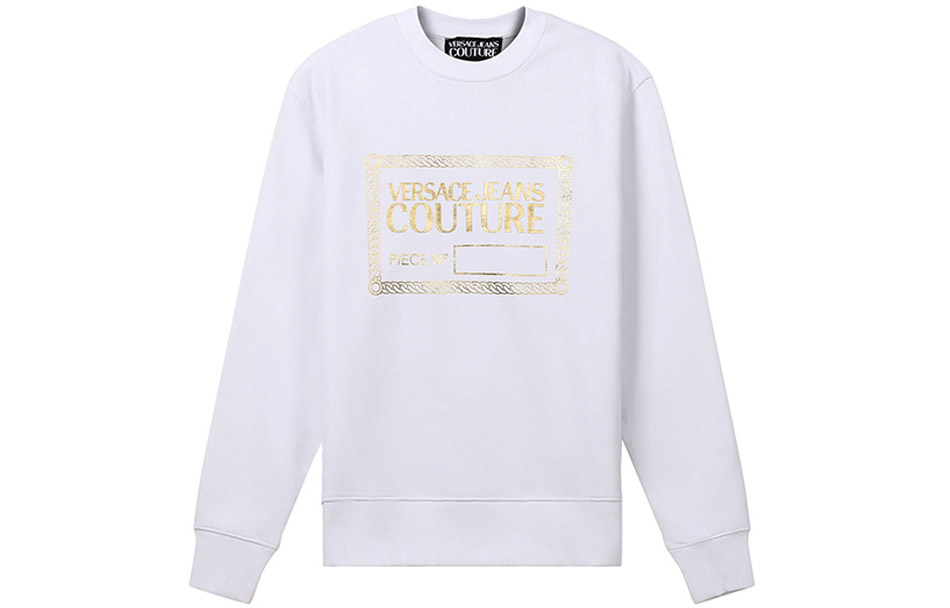 Versace Embossed Logo Print Fleece Crewneck Sweatshirt White - 71GAIT15-CF00T-G03
