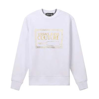 Versace Embossed Logo Print Fleece Crewneck Sweatshirt White - 71GAIT15-CF00T-G03