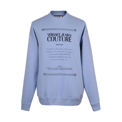 Versace Embroidered Cotton Sweatshirt Gray Blue B7GUA7F7-30216-209