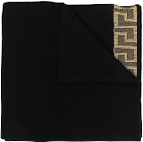 Versace Embroidered Knit Cotton Scarf Black 10065571A045651B000 Versace Embroidered Knit Cotton Scarf Black 10065571A045651B000
