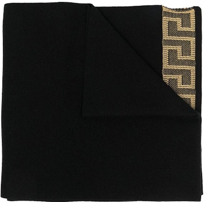 Versace Embroidered Knit Cotton Scarf Black 10065571A045651B000 Buy Versace Embroidered Knit Cotton Scarf Black 10065571A045651B000
