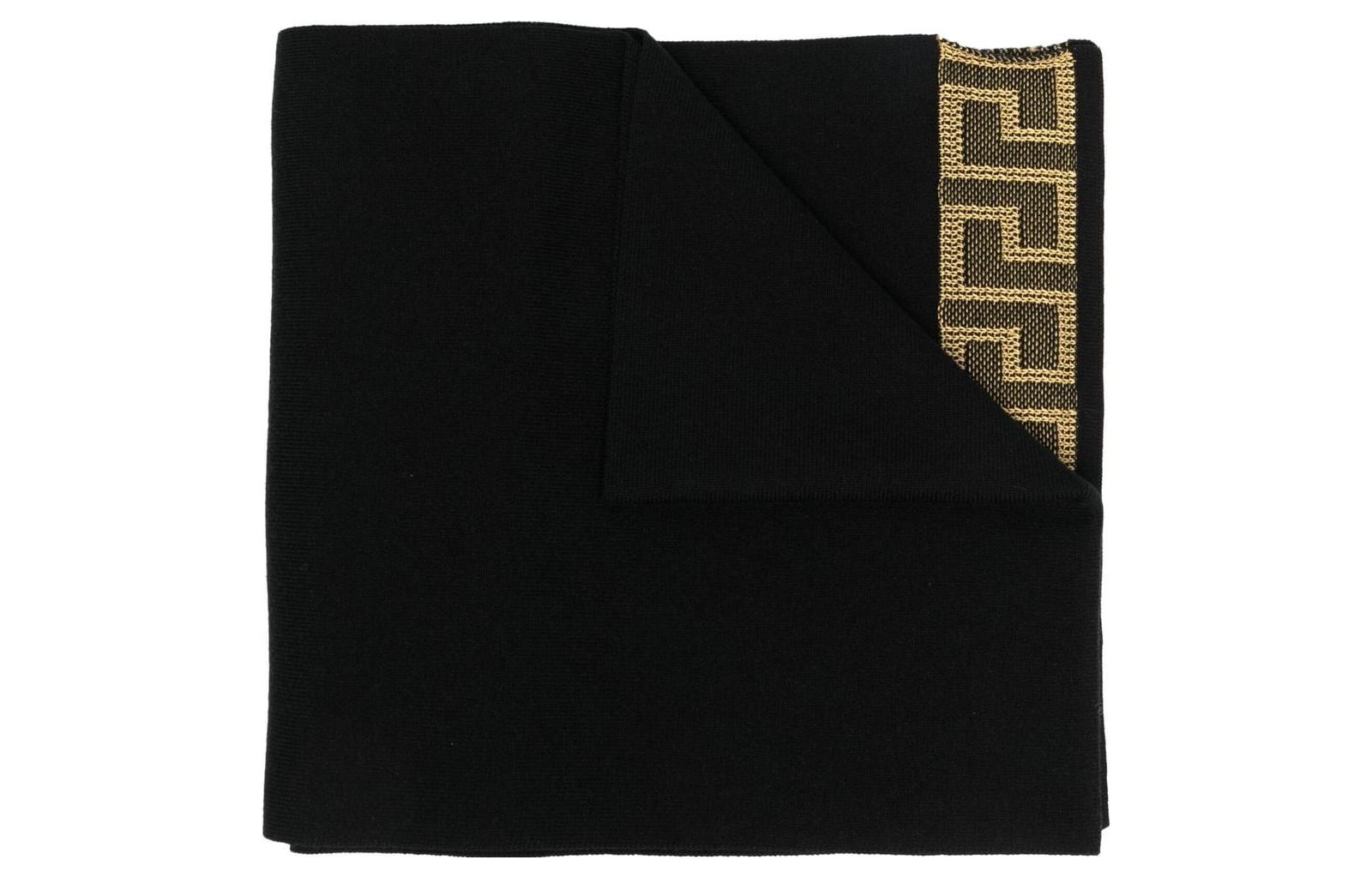 Order Versace Embroidered Knit Cotton Scarf Black 10065571A045651B000