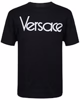 VERSACE Embroidered Logo Black Crewneck T-Shirt for Men A79331-A201952-A99C VERSACE Embroidered Logo Black Crewneck T-Shirt for Men A79331-A201952-A99C