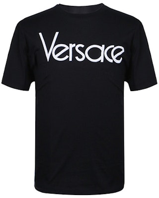 VERSACE Embroidered Logo Black Crewneck T-Shirt for Men A79331-A201952-A99C Order VERSACE Embroidered Logo Black Crewneck T-Shirt for Men A79331-A201952-A99C