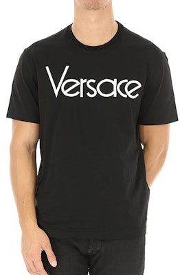 VERSACE Embroidered Logo Black Crewneck T-Shirt for Men A79331-A201952-A99C Purchase VERSACE Embroidered Logo Black Crewneck T-Shirt for Men A79331-A201952-A99C