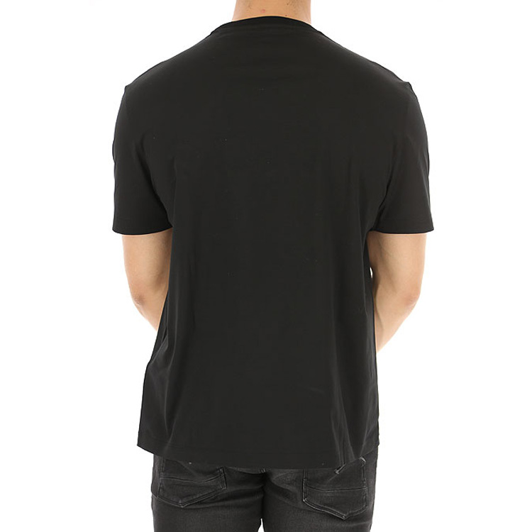 Details for VERSACE Embroidered Logo Black Crewneck T-Shirt for Men A79331-A201952-A99C