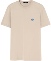 Versace Embroidered Logo Crewneck Loose Fit T-Shirt Beige () 1008481-1A08489-1KF90 Versace Embroidered Logo Crewneck Loose Fit T-Shirt Beige () 1008481-1A08489-1KF90