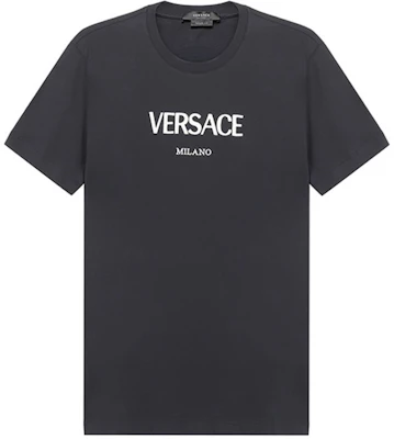 VERSACE Embroidered Logo Slim Fit Crew Neck Navy Blue T-Shirt. A89019-A228806-A1382 Buy VERSACE Embroidered Logo Slim Fit Crew Neck Navy Blue T-Shirt. A89019-A228806-A1382