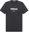 Buy VERSACE Embroidered Logo Slim Fit Crew Neck Navy Blue T-Shirt. A89019-A228806-A1382