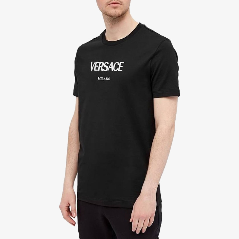 VERSACE Embroidered Logo Slim Fit Crew Neck Navy Blue T-Shirt. A89019-A228806-A1382 圖 4