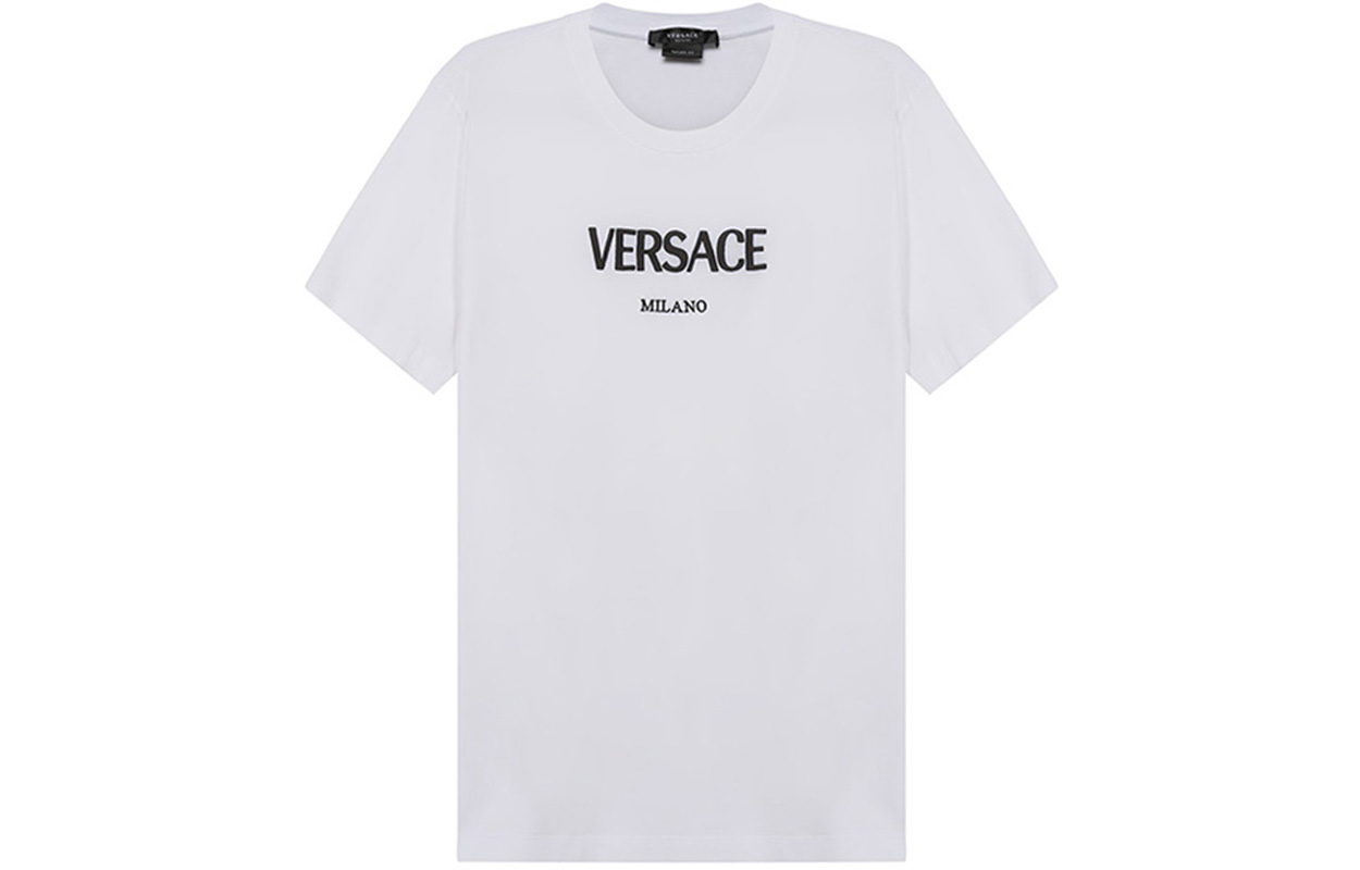 VERSACE Embroidered Logo Slim Fit Crew Neck T-Shirt White A89019-A228806-A1001 圖 2