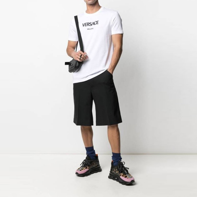 VERSACE Embroidered Logo Slim Fit Crew Neck T-Shirt White A89019-A228806-A1001 圖 4