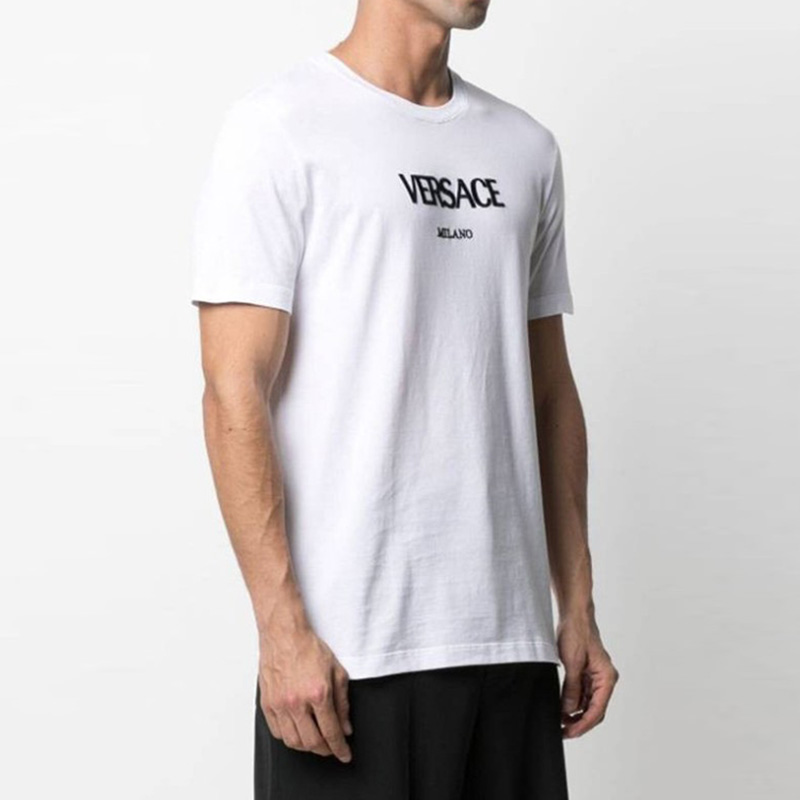VERSACE Embroidered Logo Slim Fit Crew Neck T-Shirt White A89019-A228806-A1001 圖 6