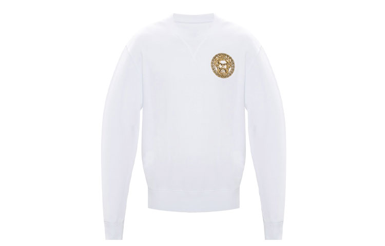 Versace Embroidered Medusa Cotton Sweatshirt White Long Sleeve B7GVA7TH-30318-K41