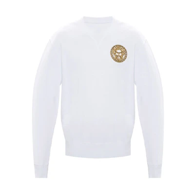 Versace Embroidered Medusa Cotton Sweatshirt White Long Sleeve B7GVA7TH-30318-K41
