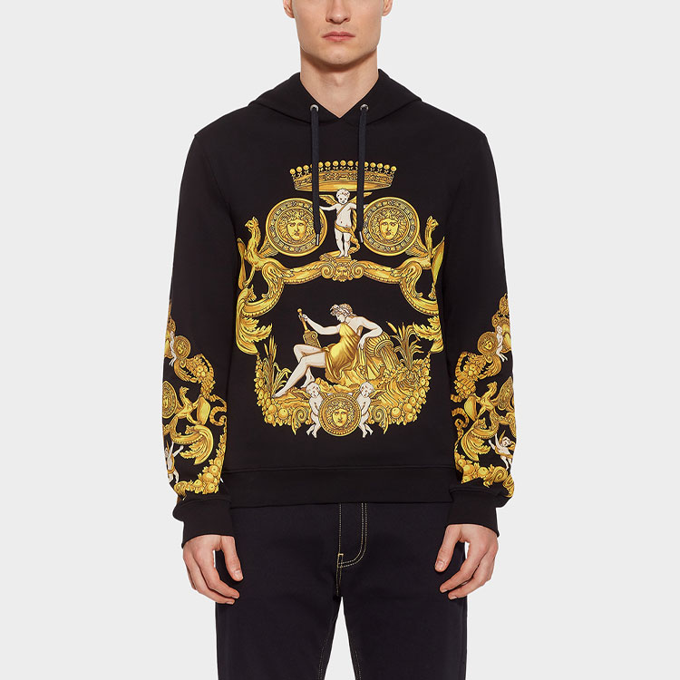 VERSACE Embroidered Printed Long-Sleeve Hoodie Black  Style A80469-A219529-A708 圖 3