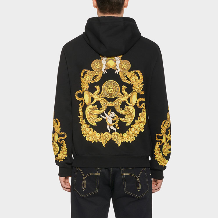 VERSACE Embroidered Printed Long-Sleeve Hoodie Black  Style A80469-A219529-A708 圖 4