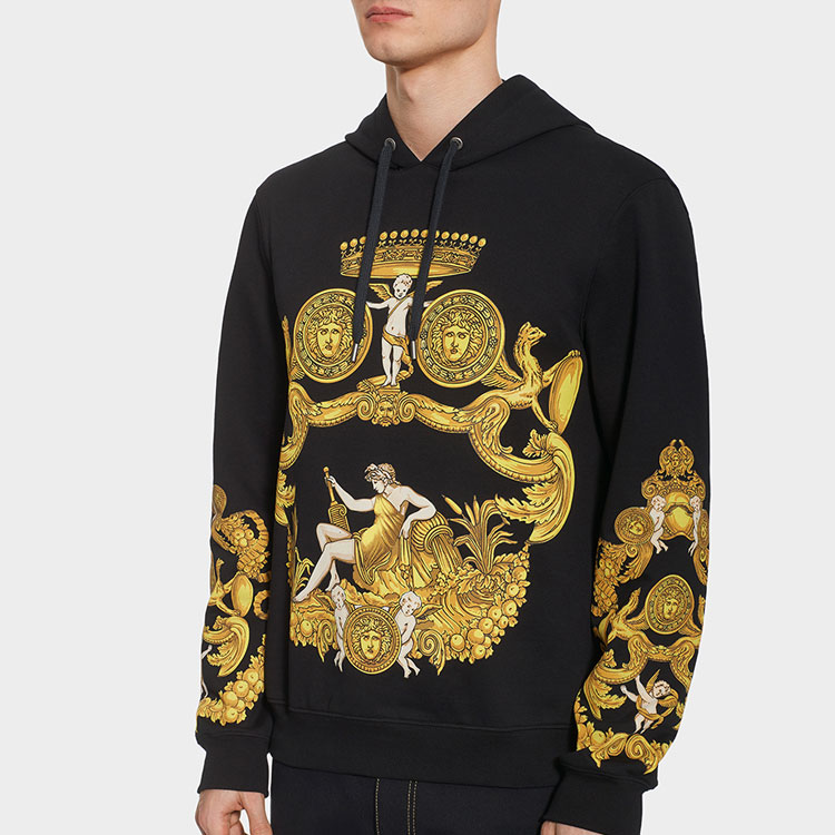 VERSACE Embroidered Printed Long-Sleeve Hoodie Black  Style A80469-A219529-A708 圖 5