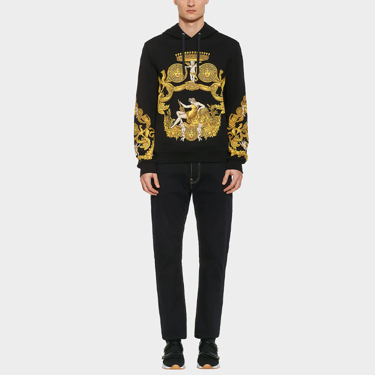 VERSACE Embroidered Printed Long-Sleeve Hoodie Black  Style A80469-A219529-A708 圖 6