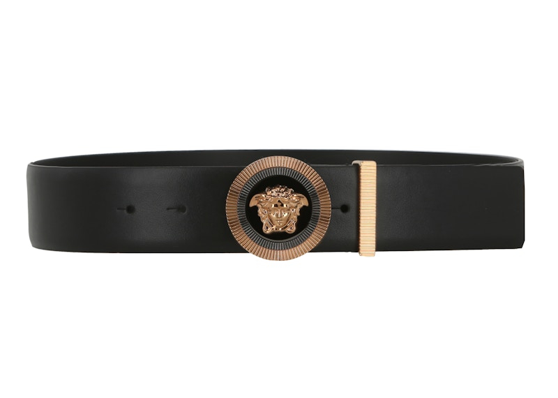 Versace Enamel Medusa Leather Belt Black/Gold