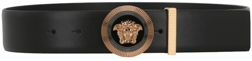 Versace Enamel Medusa Leather Belt Black/Gold Versace Enamel Medusa Leather Belt Black/Gold