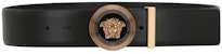 Versace Enamel Medusa Leather Belt Black/Gold
