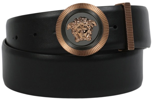 Versace Enamel Medusa Leather Belt Black/Gold Lookbook Versace Enamel Medusa Leather Belt Black/Gold