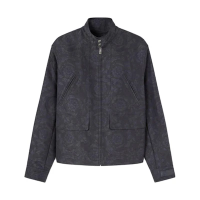 Versace Floral Jacquard High-Neck Full-Zip Jacket Grey 1013888-1A09781-1E880