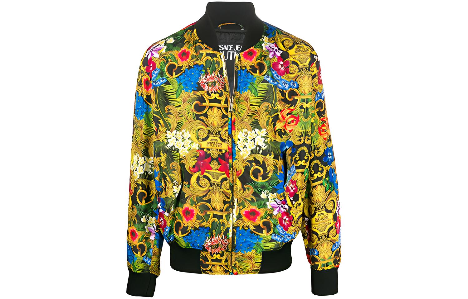 Versace Floral Print Bomber Jacket Yellow C1GVA915-20433-983