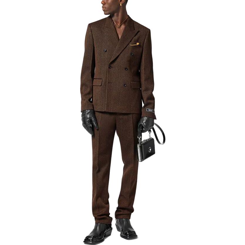 Lookbook VERSACE Formal Straight-Leg Pants FW23  Brown Dress Trousers. 1010982-1A08899-2B730